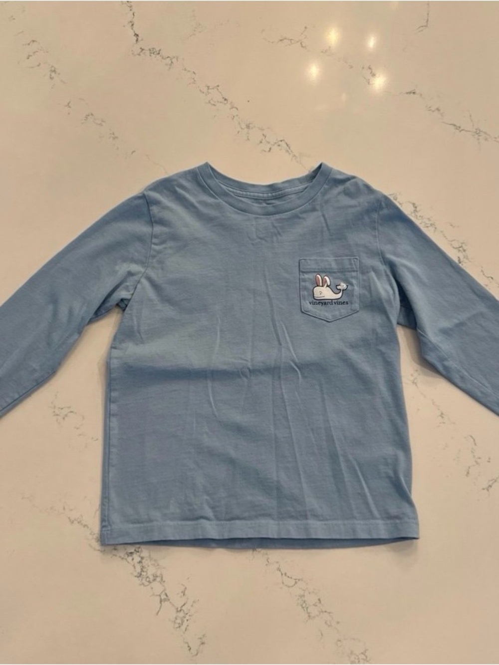 Vineyard Vines Kids Long-Sleeve Pocket Tee - Light Blue size 6
